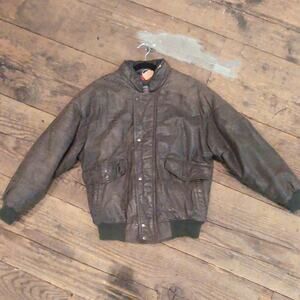 Members Only Vintage Leather Bomber Coat